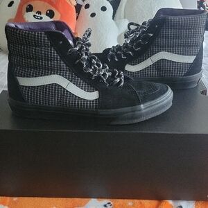 Vans Black and Purple High-Top Sneakers
